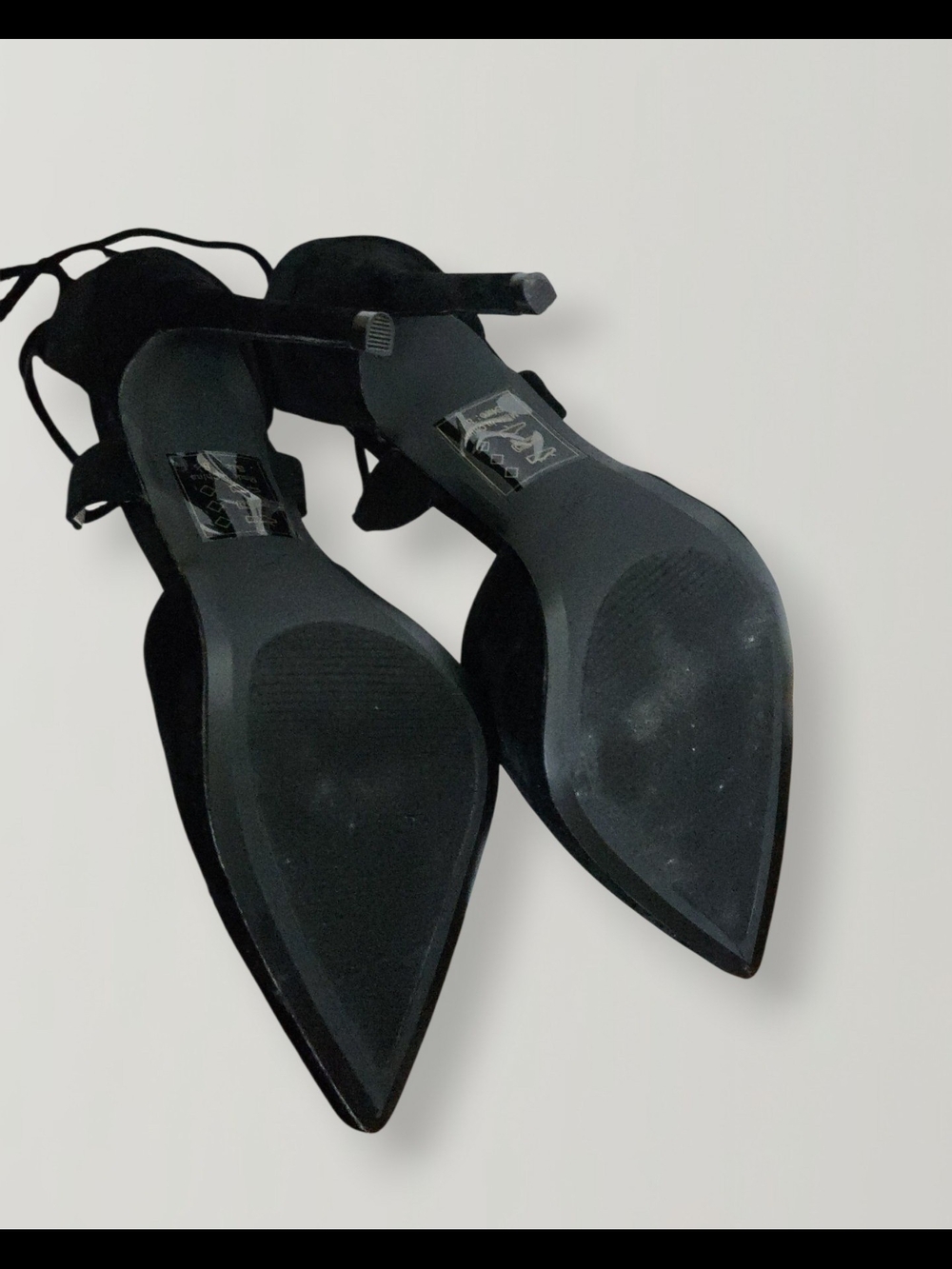 Black Lace-Up Pointed Toe Stiletto Heels Size 8.5 - Picture 4 of 4